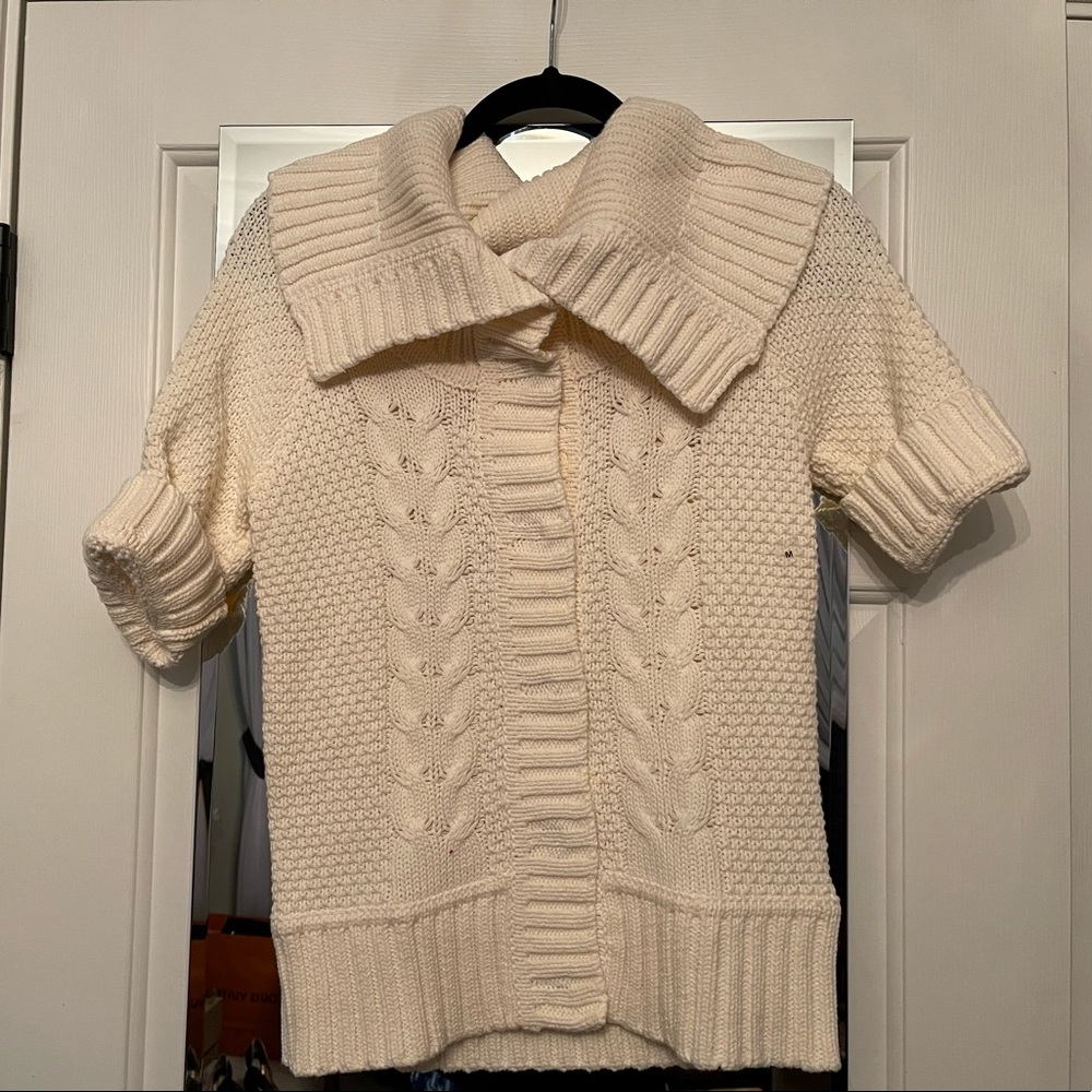 Folded-Cuff, Button Up Sweater by Express